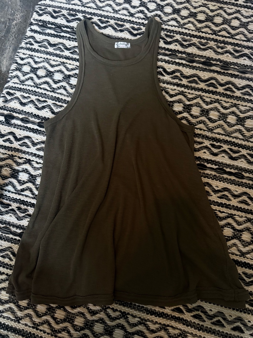 Free People Olive Green Ribbed Swing Tank Top - Intimately Free